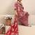 red floral printed cotton a-line suit set with dupatta
