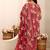 red floral printed cotton a-line suit set with dupatta