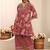 red floral printed cotton a-line suit set with dupatta