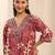 red floral printed cotton a-line suit set with dupatta