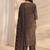 women ethnic motifs printed regular thread work kurta with trousers & with dupatta