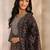 women ethnic motifs printed regular thread work kurta with trousers & with dupatta