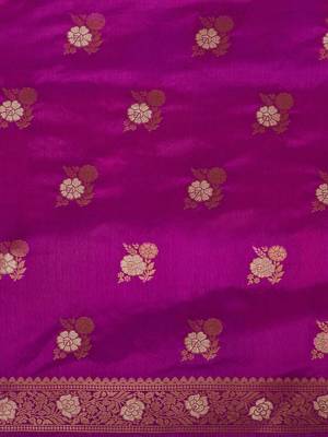 Purple purple & gold-toned woven design zari designer banarasi saree 4