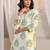 off white floral printed chanderi silk straight suit set with dupatta