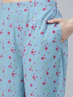 women ethnic motifs embroidered kurta with palazzo & dupatta 4