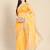 Mustard mustard & silver-coloured organza saree with embroidered border