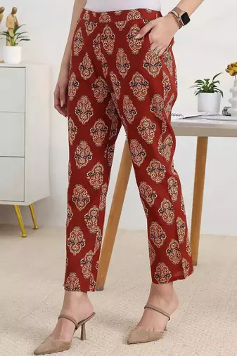 women ethnic motifs printed regular kurta with trousers & with dupatta