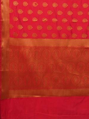 Red ethnic motifs zari banarasi saree 5