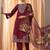 maroon floral embroidered straight suit set with dupatta