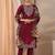 maroon floral embroidered straight suit set with dupatta