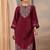 maroon floral embroidered straight suit set with dupatta