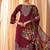 maroon floral embroidered straight suit set with dupatta