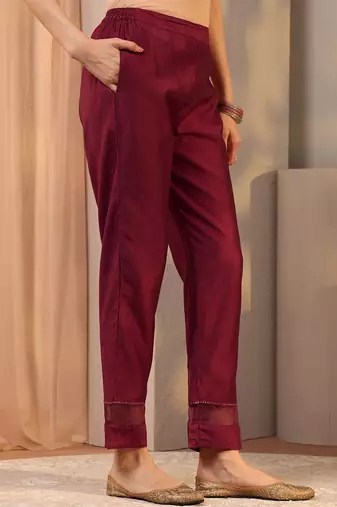 maroon floral embroidered straight suit set with dupatta