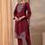 maroon floral embroidered straight suit set with dupatta