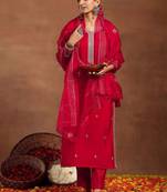 women floral embroidered regular kurta with trousers & with dupatta