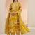 mustard floral printed cotton blend straight suit set
