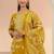 mustard floral printed cotton blend straight suit set