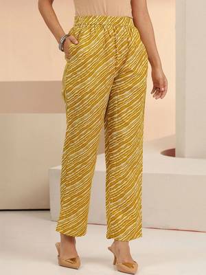 mustard floral printed cotton blend straight suit set 5