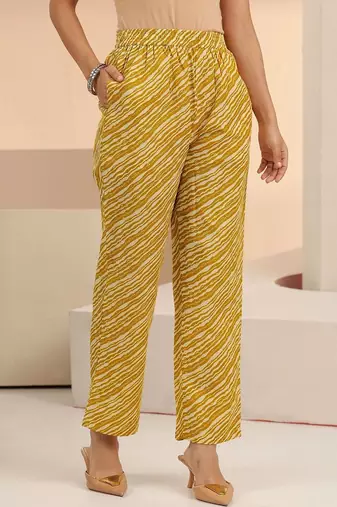 mustard floral printed cotton blend straight suit set