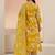 mustard floral printed cotton blend straight suit set
