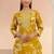 mustard floral printed cotton blend straight suit set