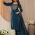 libas navy blue yoke design tissue straight suit set