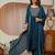 libas navy blue yoke design tissue straight suit set