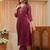 libas red yoke design tissue straight suit set