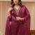 libas red yoke design tissue straight suit set
