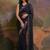 Navy blue navy blue & gold-toned floral sequinned  georgette saree