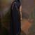 Navy blue navy blue & gold-toned floral sequinned  georgette saree