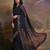 Navy blue navy blue & gold-toned floral sequinned  georgette saree