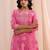 women ethnic motifs printed regular thread work kurta with trousers & with dupatta
