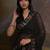 Black black & red embellished sequinned  georgette saree