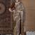 Beige ethnic motifs zari silk blend sungudi saree