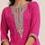 floral yoke design sequnnied straight kurta with trousers & dupatta