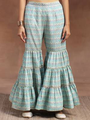 geometric printed sequinned straight kurta with sharara & dupatta 7