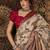 Beige ethnic motifs zari silk blend sungudi saree