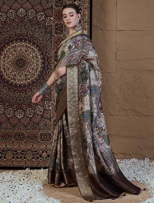 Beige woven design zari silk blend sungudi saree 2