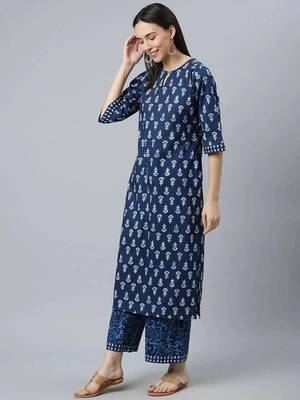 floral printed keyhole neck straight kurta with palazzos and dupatta 5