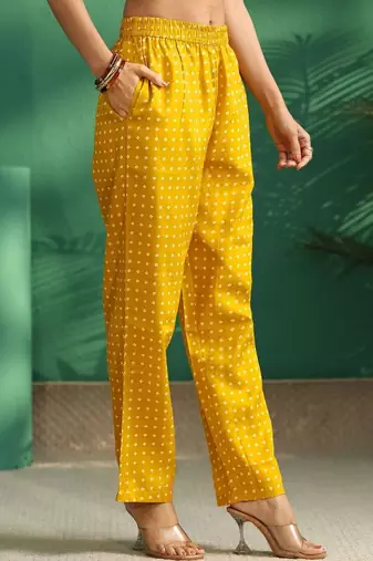 women ethnic motifs printed regular thread work kurta with trousers