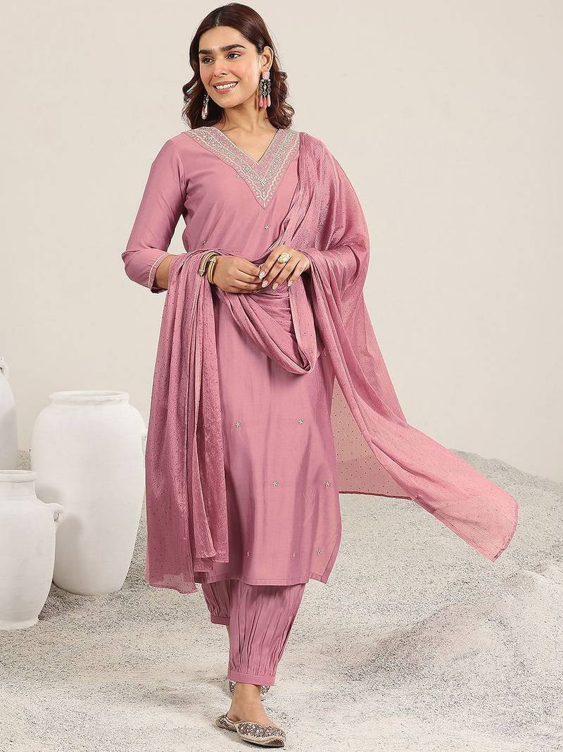 women ethnic motifs embroidered regular gotta patti kurta with salwar & with dupatta