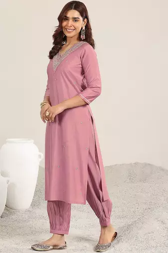 women ethnic motifs embroidered regular gotta patti kurta with salwar & with dupatta