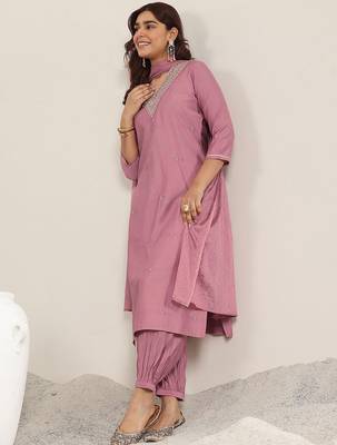 women ethnic motifs embroidered regular gotta patti kurta with salwar & with dupatta 5