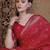 Red ethnic motifs zari silk blend sungudi saree