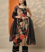 women floral printed regular kurta with palazzos & with dupatta