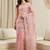 Pink floral embroidered net heavy work saree