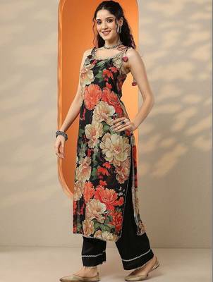 women floral printed regular kurta with palazzos & with dupatta 6