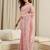 Pink floral embroidered net heavy work saree