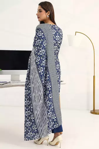 women ethnic motifs printed regular kurta with trousers & with dupatta